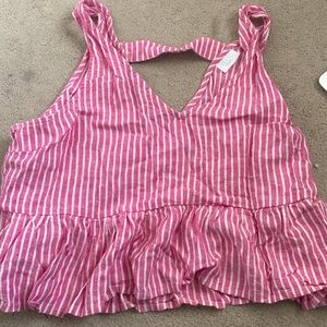 Pink and white tank top